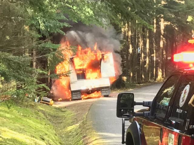 OIFR response to car fire on Mt. Constitution
