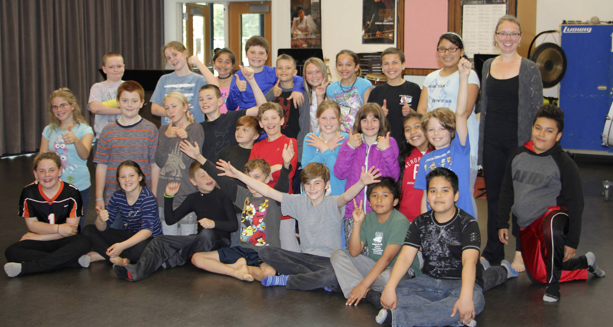 Colleen Smith Armstrong/staff photo                                Combined fourth and fifth grade dance class with Stephanie Moss.