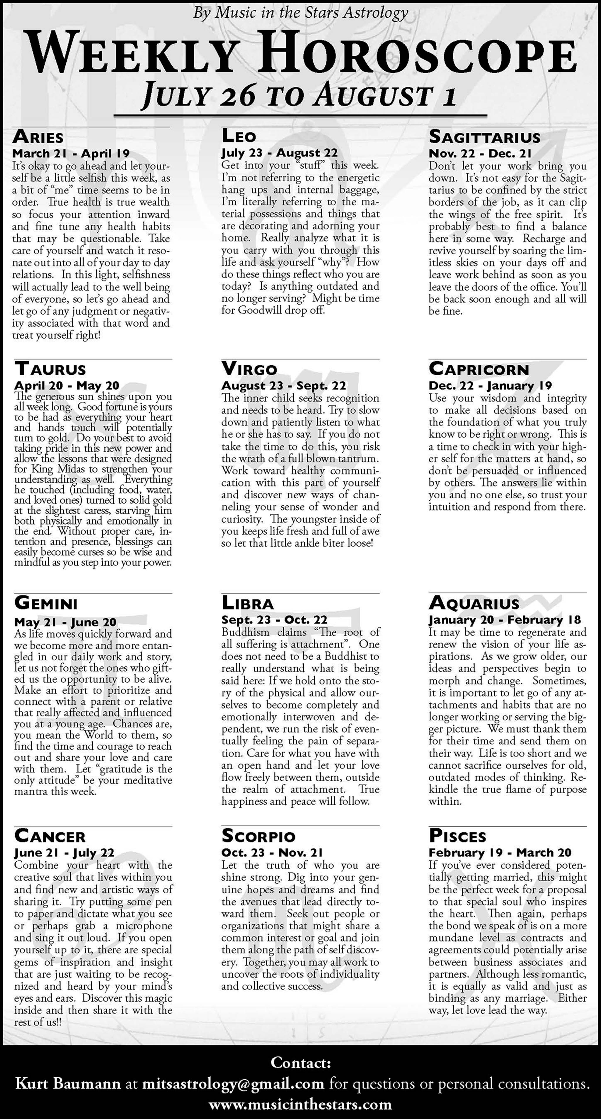 Weekly Horoscope | July 26 – Aug. 1