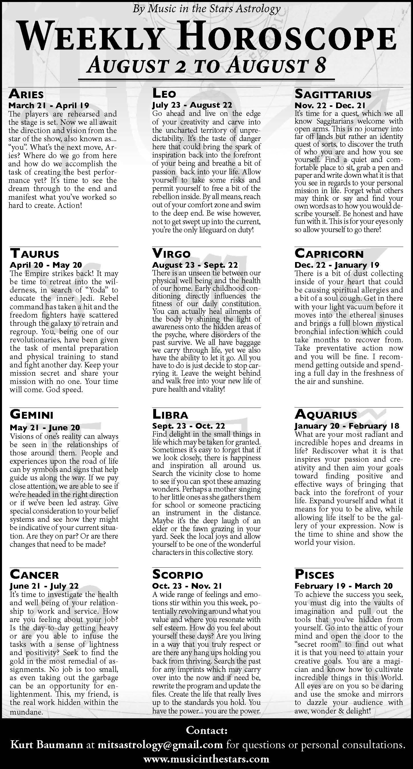 Weekly Horoscope | Aug. 2 – Aug. 8