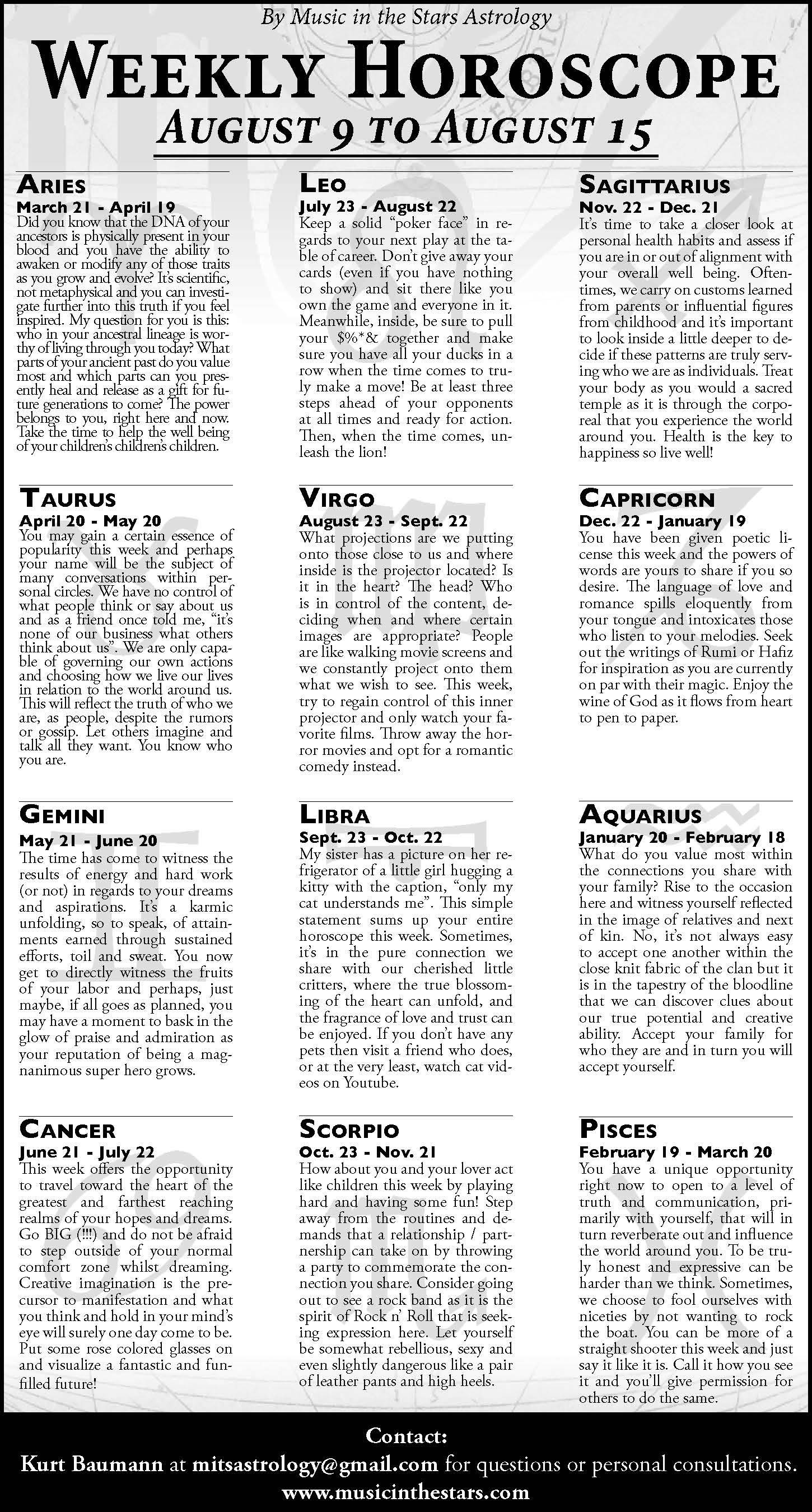 Weekly Horoscope | Aug. 9 – Aug. 15