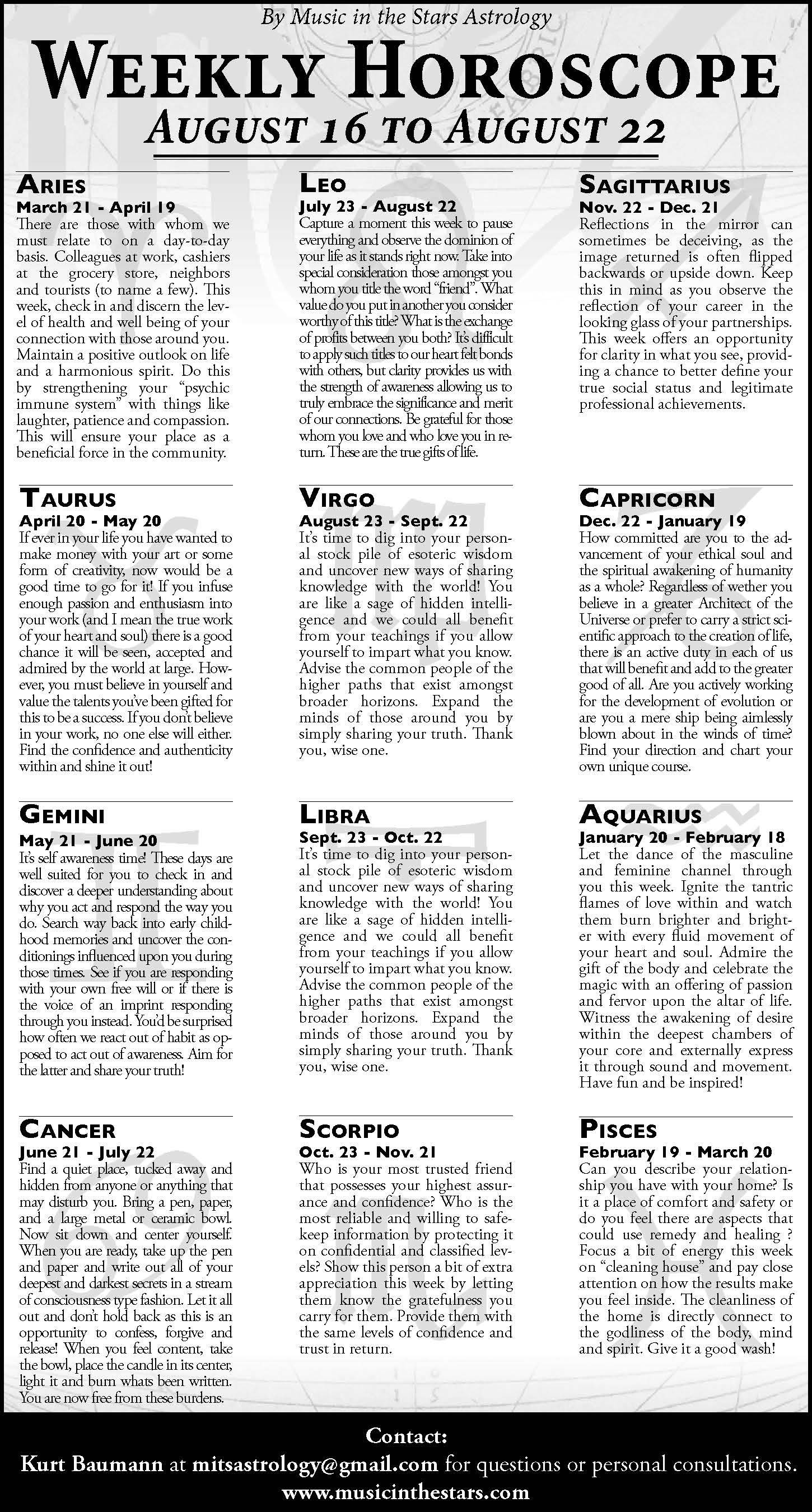 Weekly Horoscope | Aug. 16–22