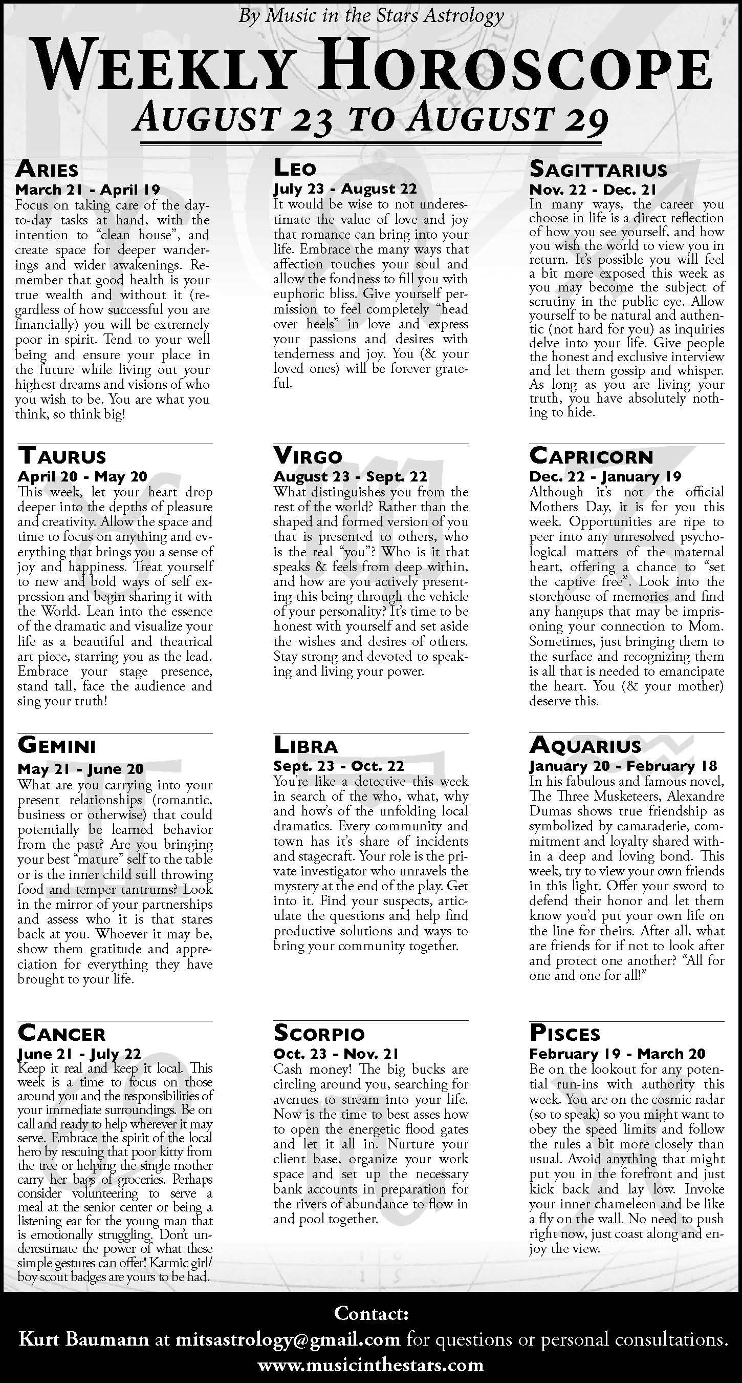 Weekly Horoscope | Aug. 23–29