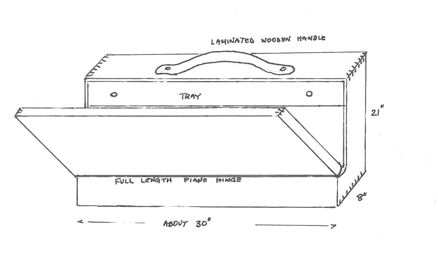 A drawing of the stolen tool box.