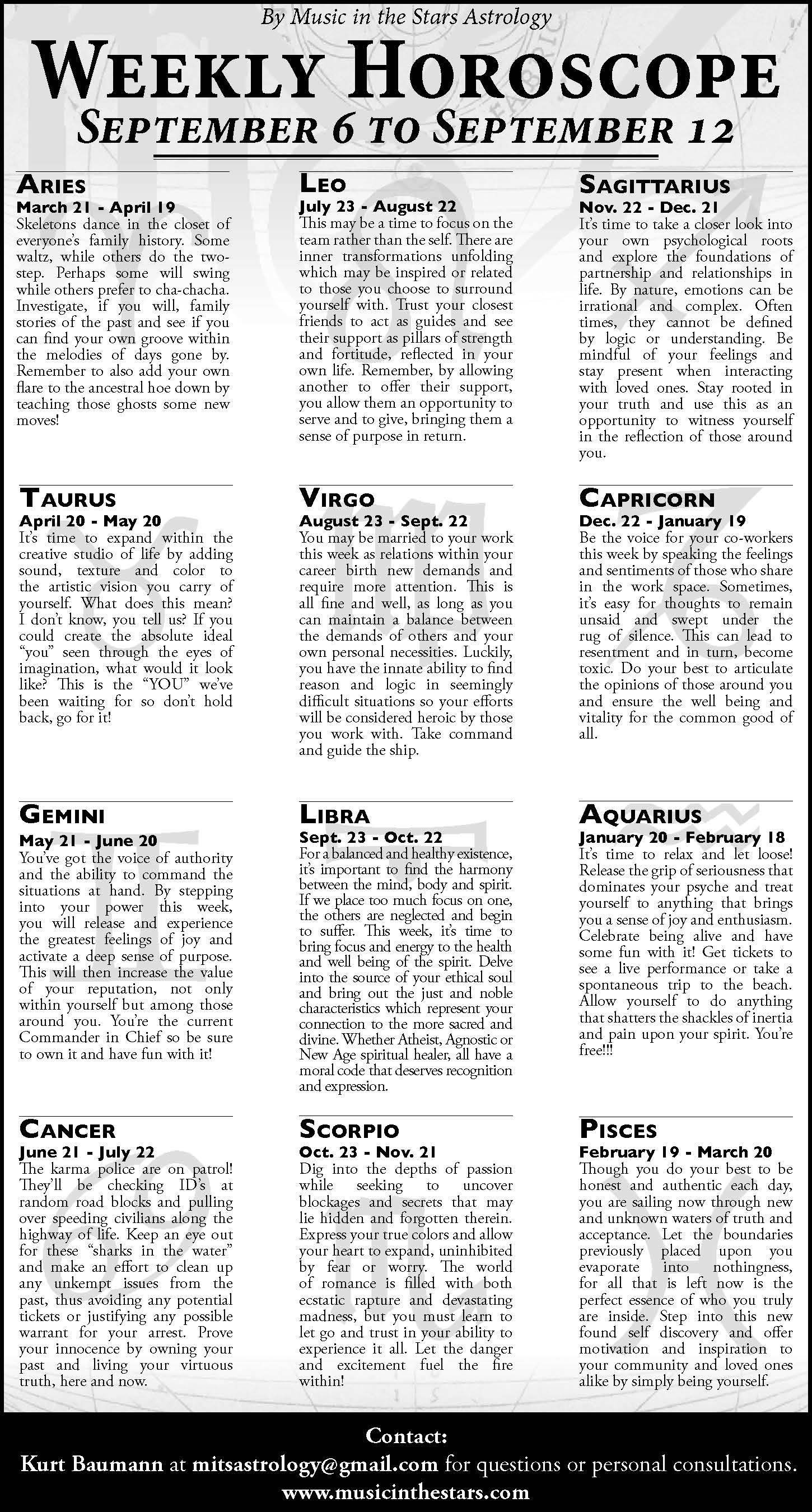 Weekly Horoscope | Sept. 6 – 12