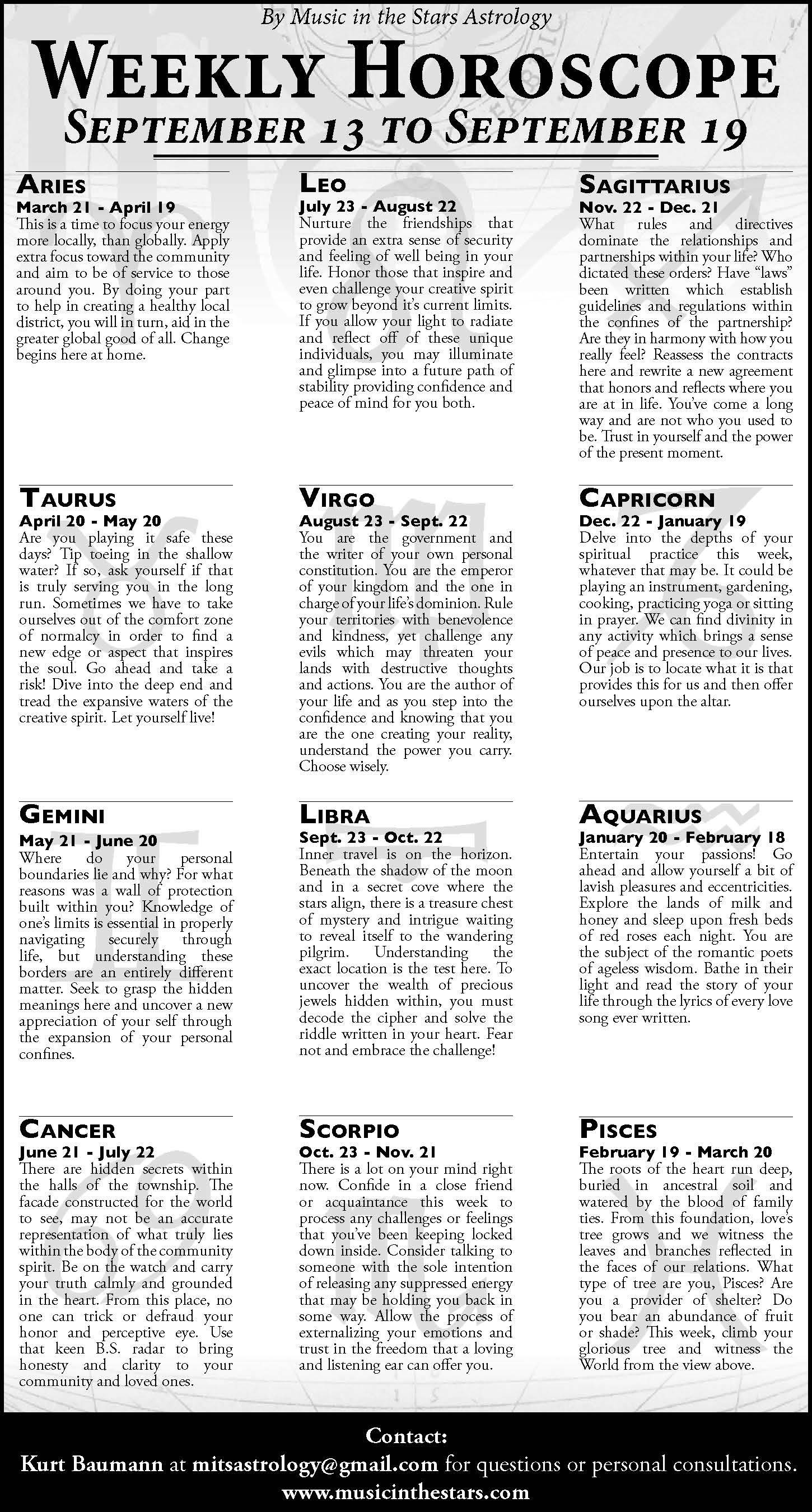 Weekly Horoscope | Sept. 13 – 19