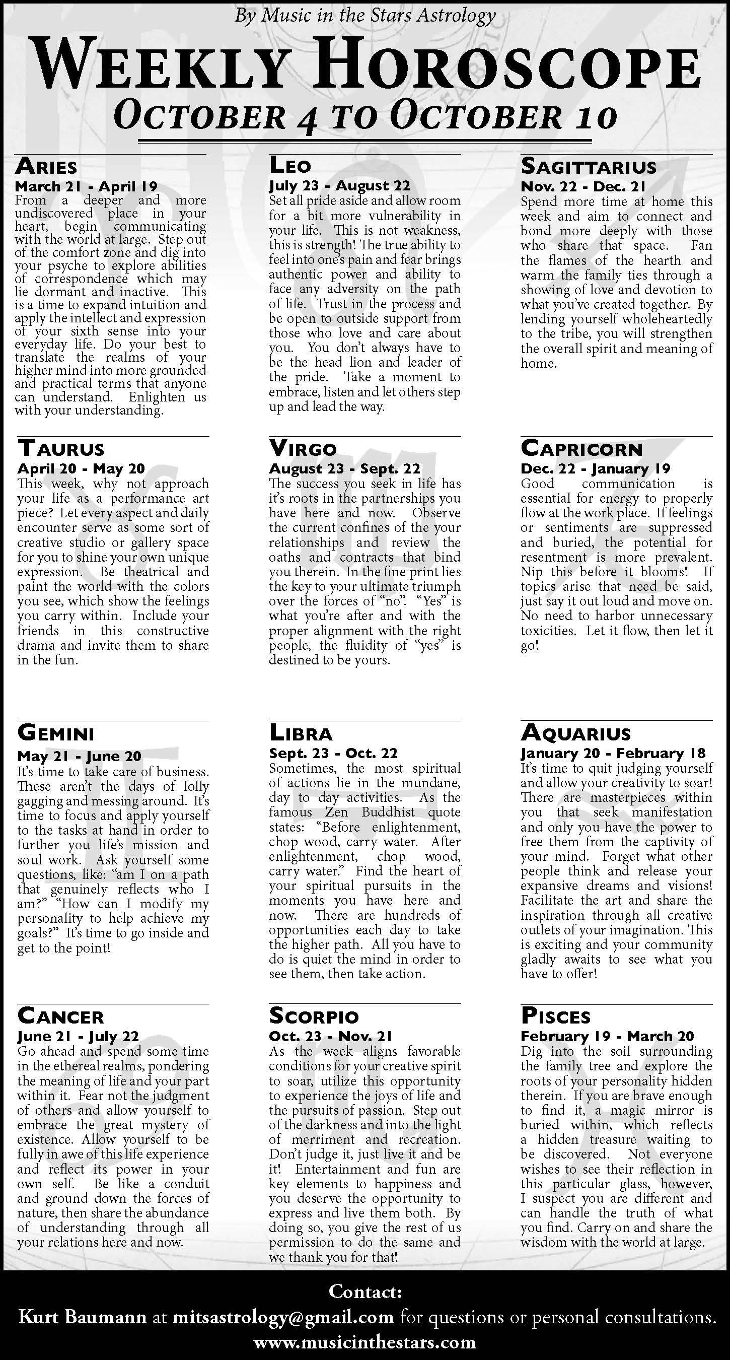 Weekly Horoscope | Oct. 4 – 10