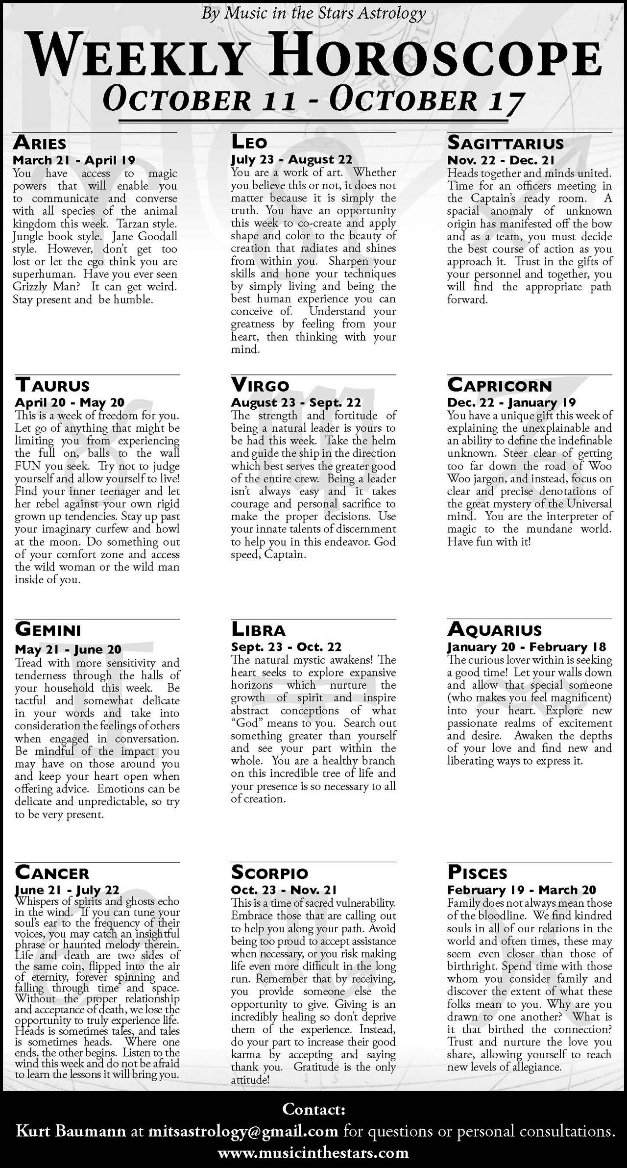 Weekly Horoscope | Oct. 11 – 18