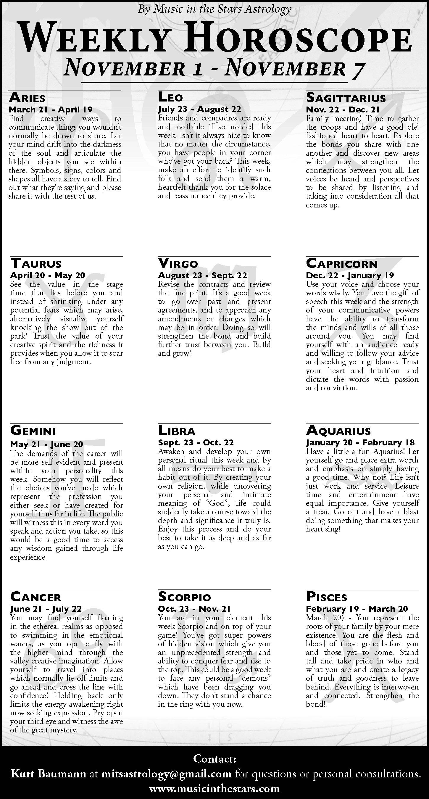 Weekly Horoscope | Nov. 1–7