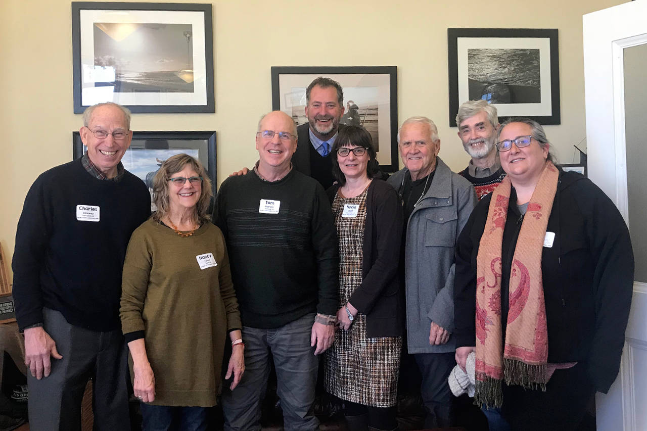 Contributed photo                                Left to right: Charlie Janeway (Lopez), Nancy Ewert (Lopez), Tom Rawson (Eastsound), Senator Kevin Ranker, Necia Quast (Friday Harbor), Ron Metcalf (Lopez), Stoney Bird (Bellingham) and Emily Metcalf (Lopez)