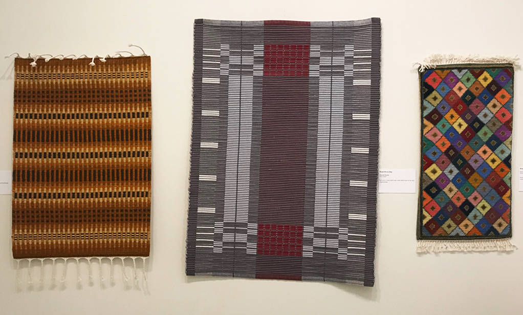 Contributed photo                                “Northern Light” Krokbragd weave by Jason Munkres (San Juan), “Handwoven Rug” by Hannah Boehm (Orcas) and Bench Rug woven/Ghiordes knots by Jean Henson (Orcas).