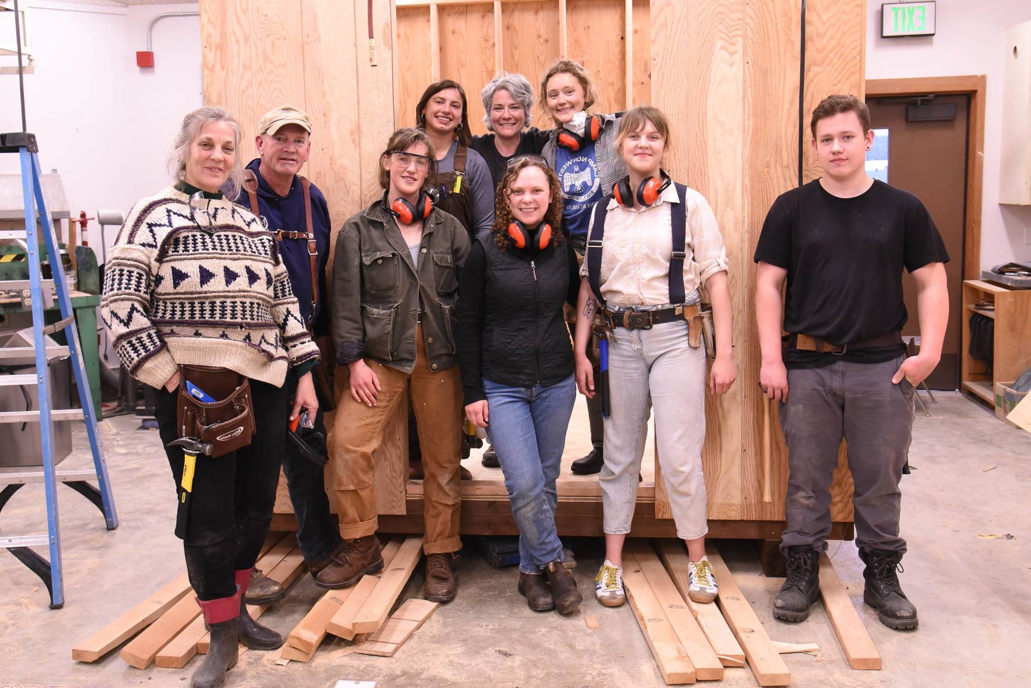 Participants in the Lopez construction course. Instructor Paul Henriksen is second from left.