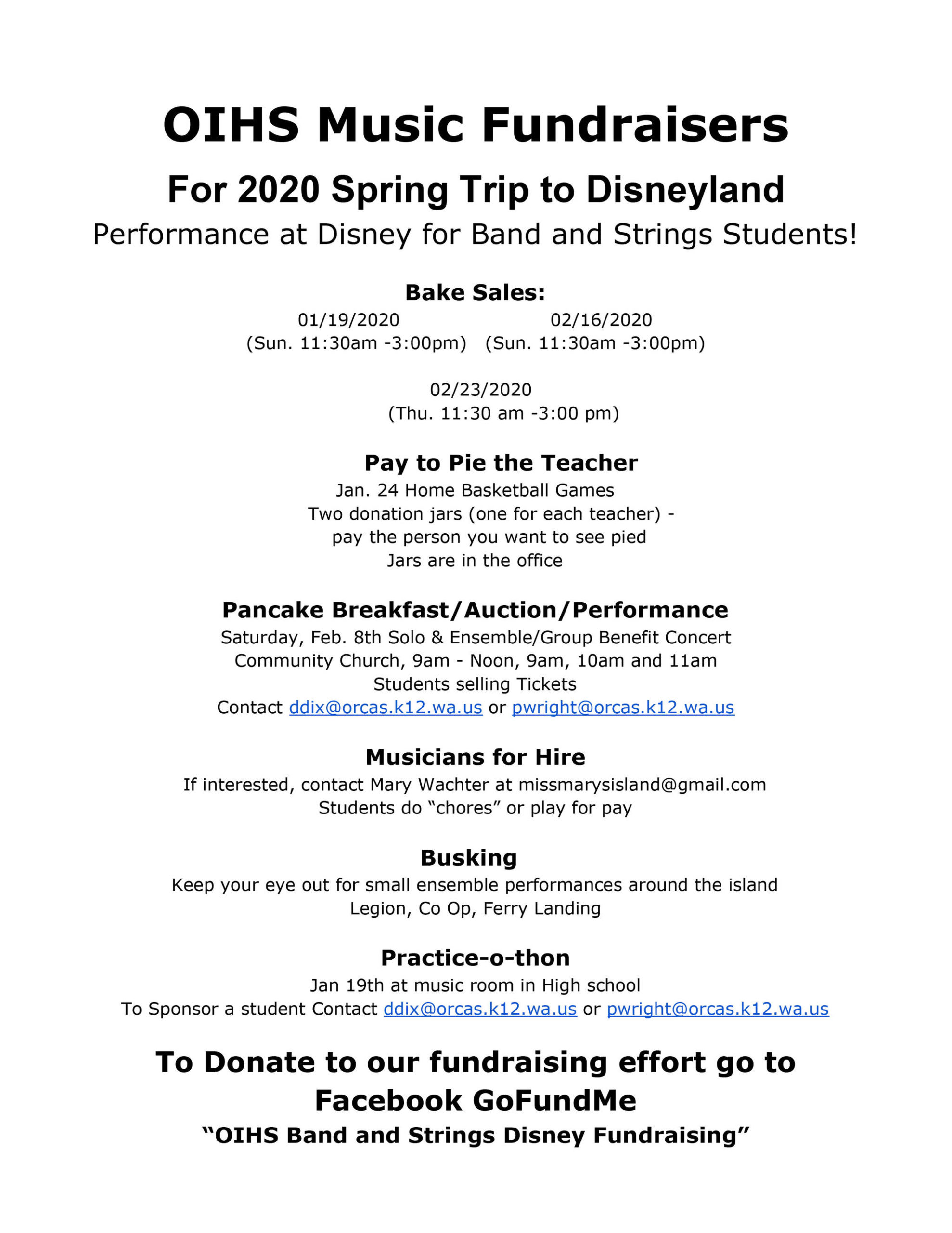 Music students fundraising for trip