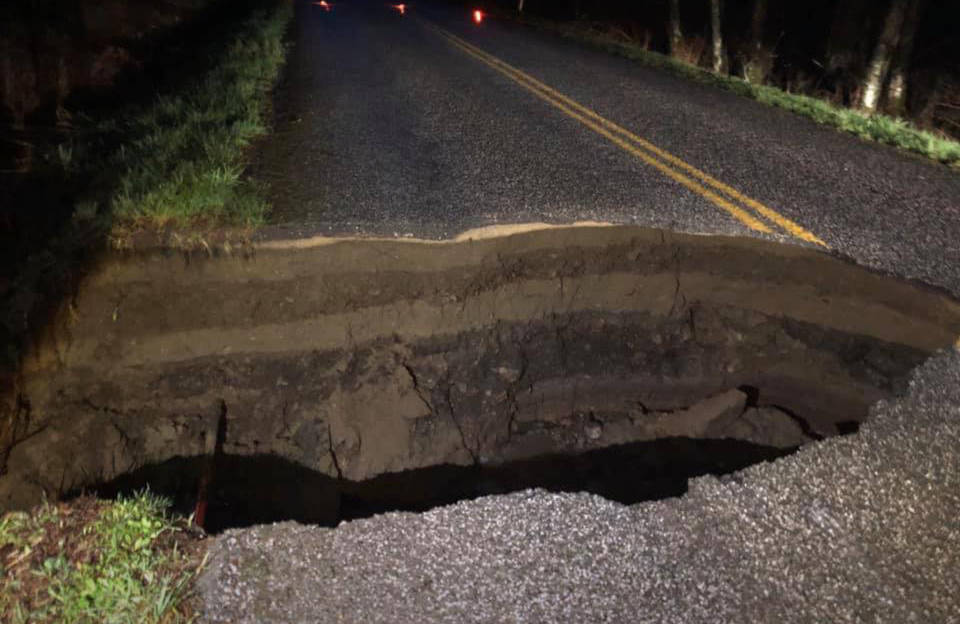 Kim Kimple/contributed photo                                The sinkhole on Killebrew Lake Road on Orcas.