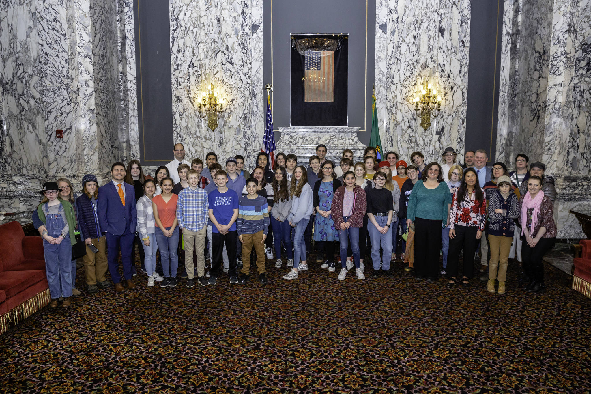 Contributed photo                                Sen. Lovelett and Reps. Lekanoff and Ramel meet with the students.
