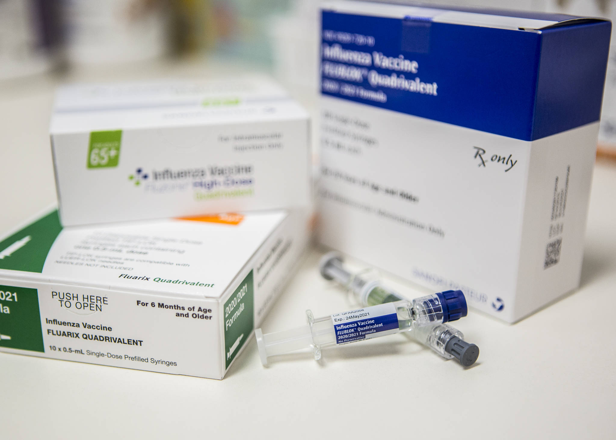 There are various flu shot options available at the QFC pharmacy in Everett. (Olivia Vanni / The Herald)