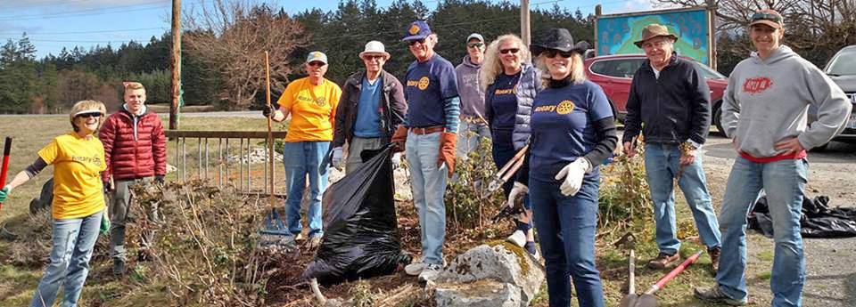 Contributed photo
Members of Orcas Rotary cleans up Information/Map Corner on Orcas Road.