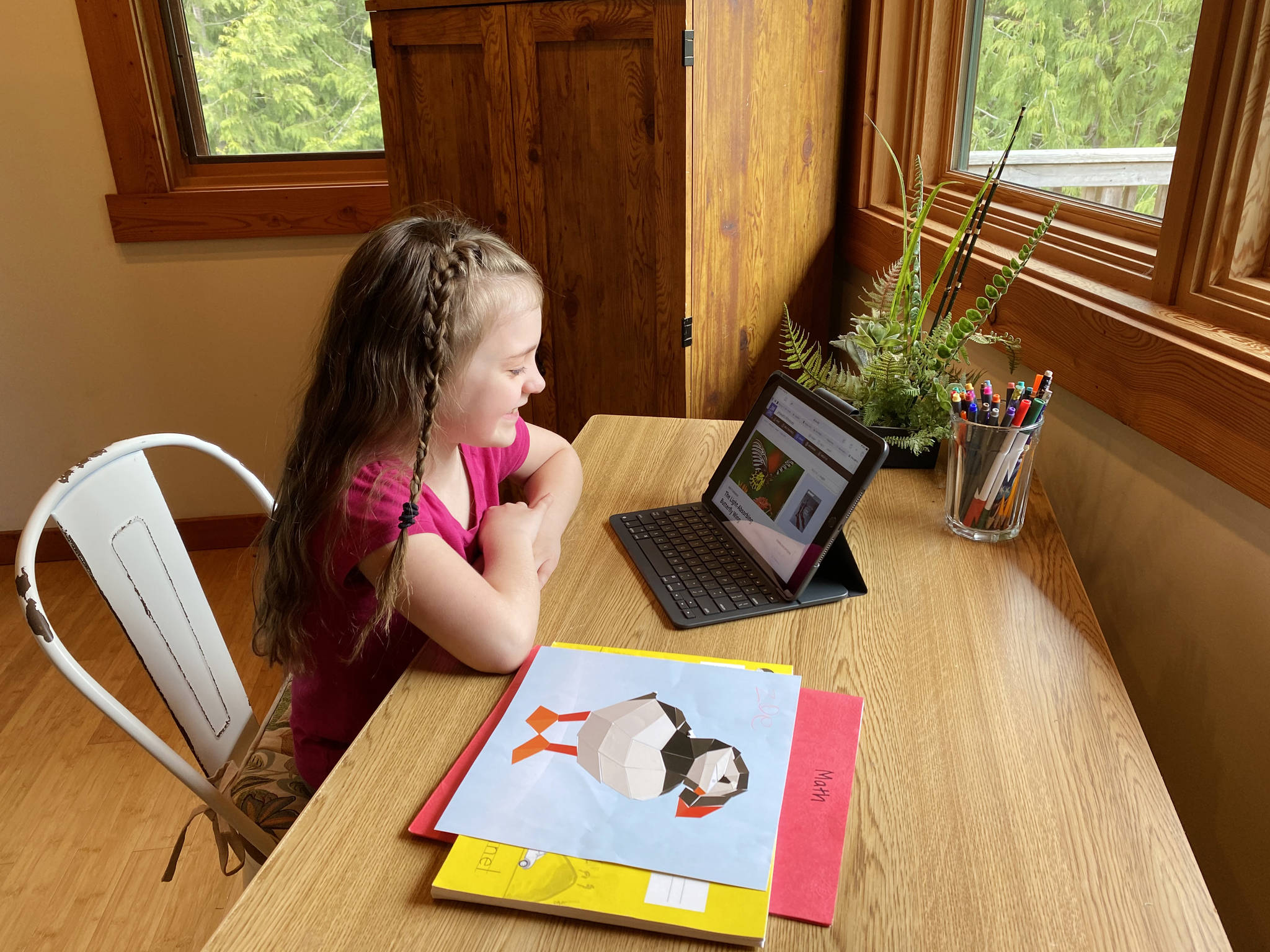 Contributed photo
First-grader Zoe Tilstra learns math at home.