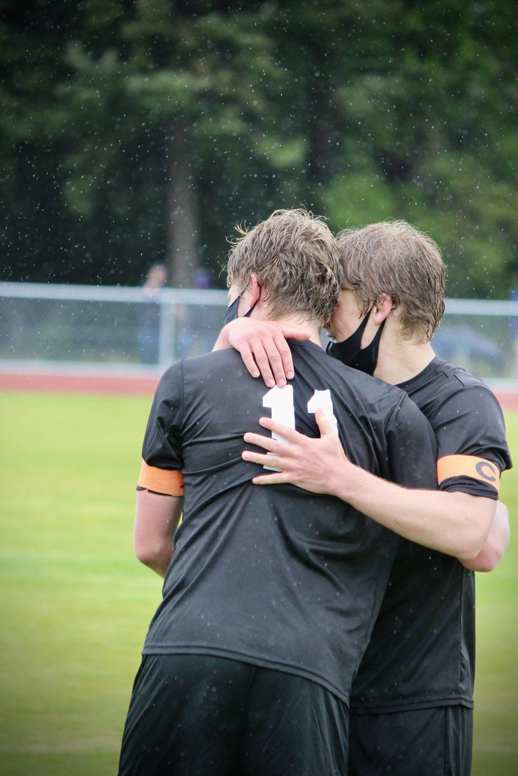 Corey Wiscomb/contributed photo
Senior co-captains August Groeninger & Leonai Van Putten embrace at the dramatic conclusion of the game. Groeninger said to Van Putten, “Since we were kids, it’s been all about this… I love you brother.” Groeninger scored the goal at the end of regulation to send the game into overtime.