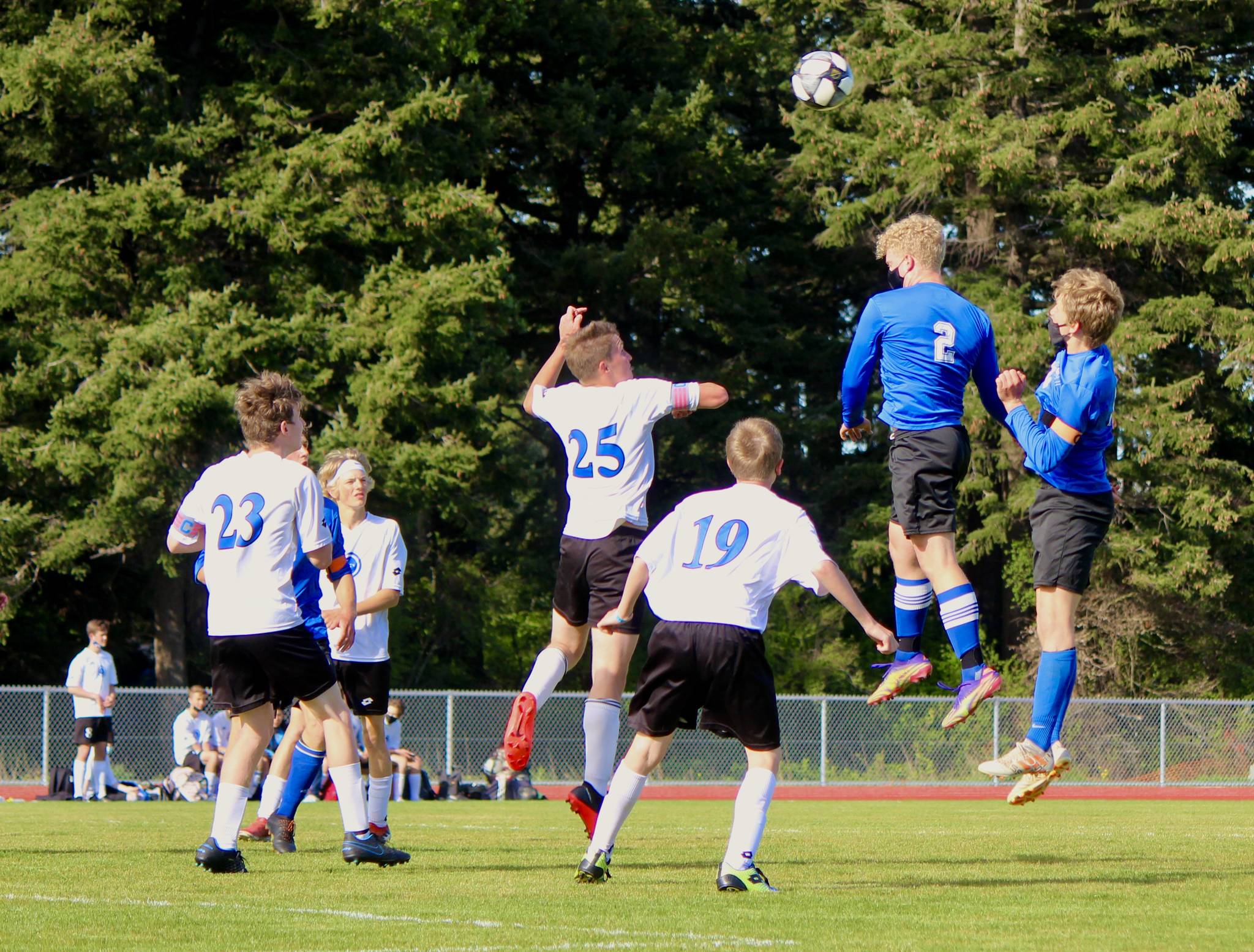 Corey Wiscomb/contributed photo
Tomas Holmes elevates his game for a header opportunity.