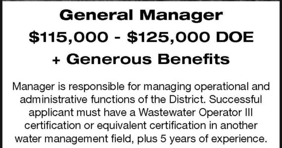Eastsound Sewer and Water District is hiring a general manager.