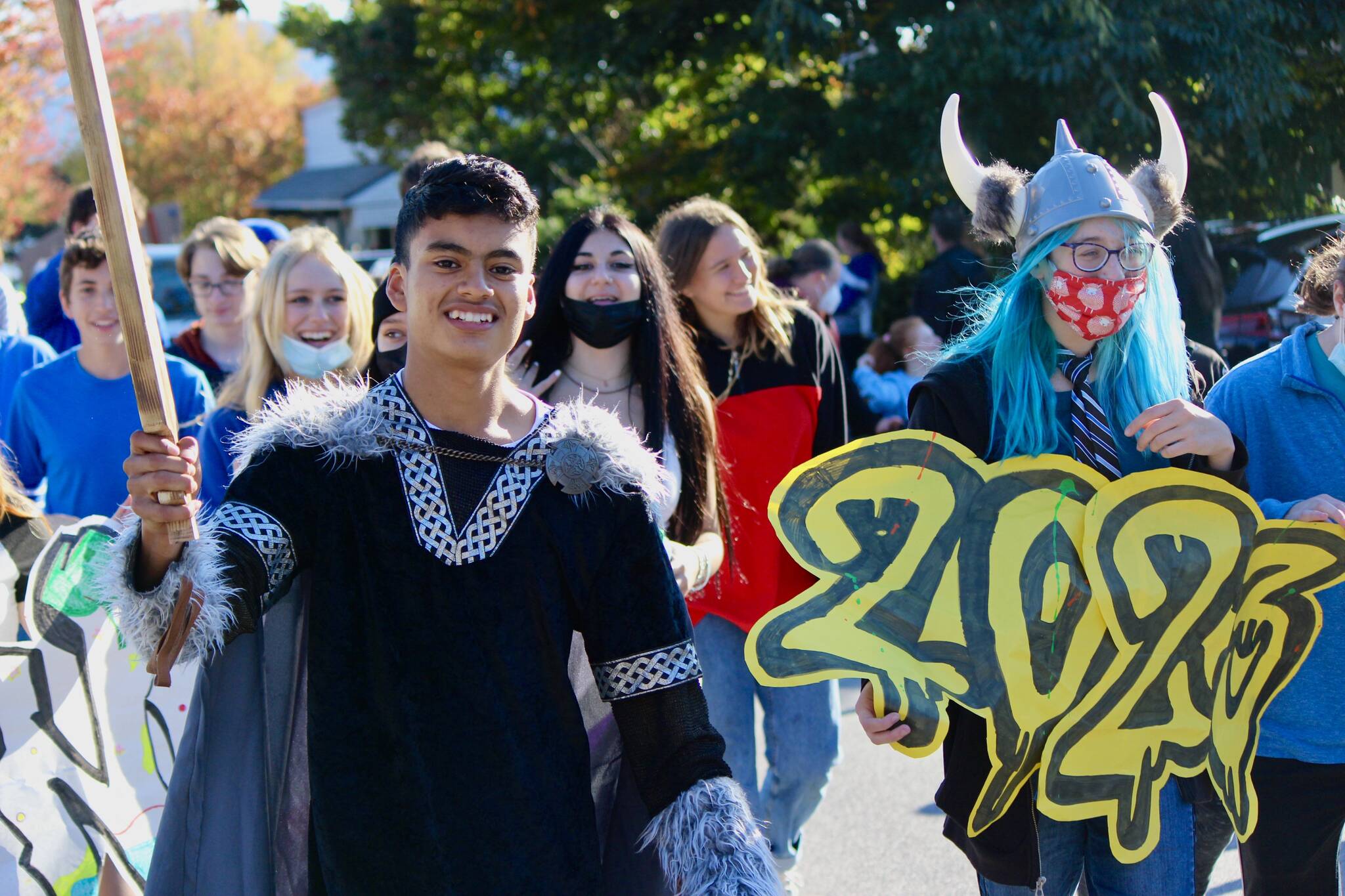 Corey Wiscomb photo
Pedro Banderas leads the Junior Class Float down Main St. for the Homecoming Parade.