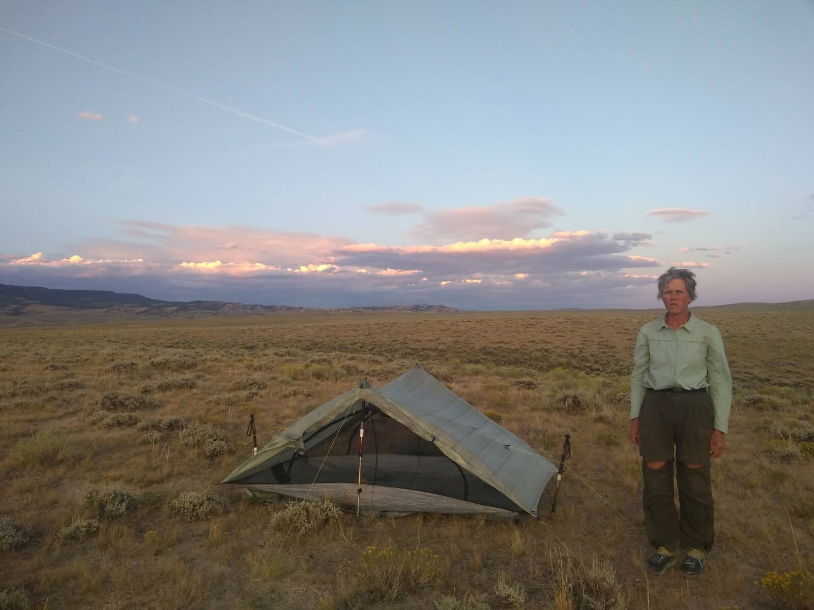 Contributed photo
Packing lightweight gear is of paramount importance. Mary Gropp shows off their primitive tent.