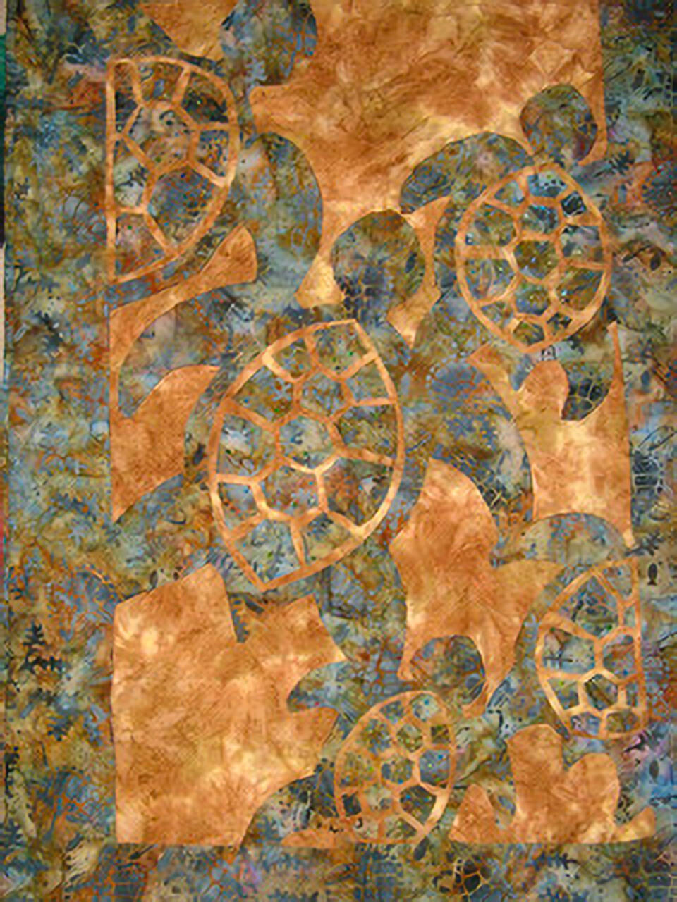 one of Jan McCorison's quilts on display at Orcas Island Library.