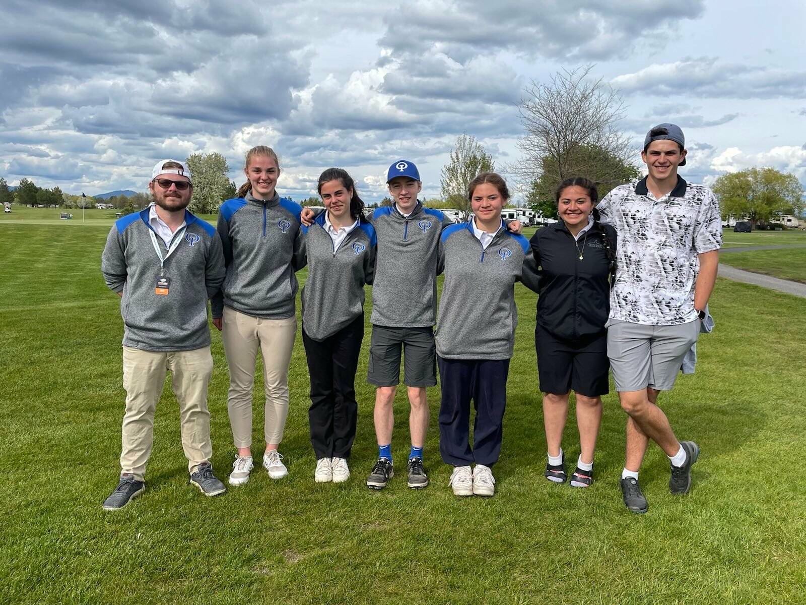 Contributed photo
The Orcas Island Vikings Golf Team. Left to right: Coach Ryan Kennedy, Bethany Carter, Paula Gutierrez Latorre, Sam Sutton, Lili Malo, Tayla Malo and Burly Hildreth at the state championship.