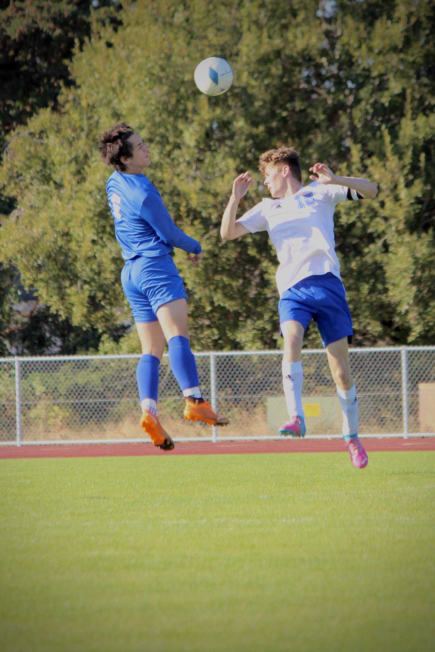 Corey Wiscomb photo
Co-Captain Diego Lago gets just a little bit higher than the competition. Lagos defense has made things incredibly difficult for opposing teams to get clean shots on the Orcas goal.