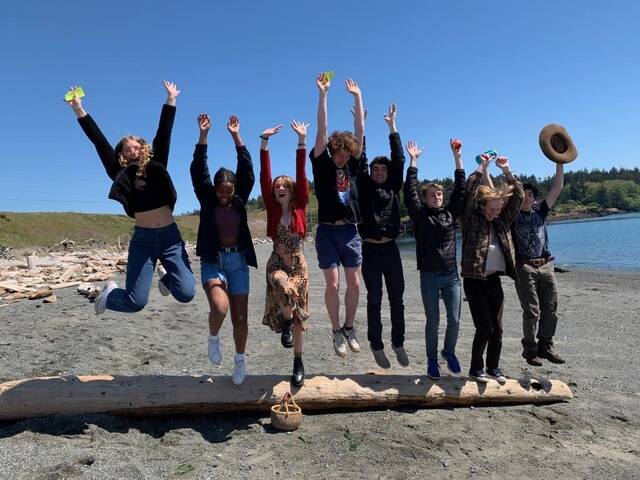 Louis Prussack photo
L-R: Esme, Jem, Sarah, Lael, Wyatt, Quinn, Shaw, and Jasper jump for joy as they are just about to leave for Nepal! Photo by Louis Prussack.