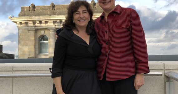 Aloysia Friedmann and Lisa Bergman on top of the Reichstag Building, Berlin, Germany.