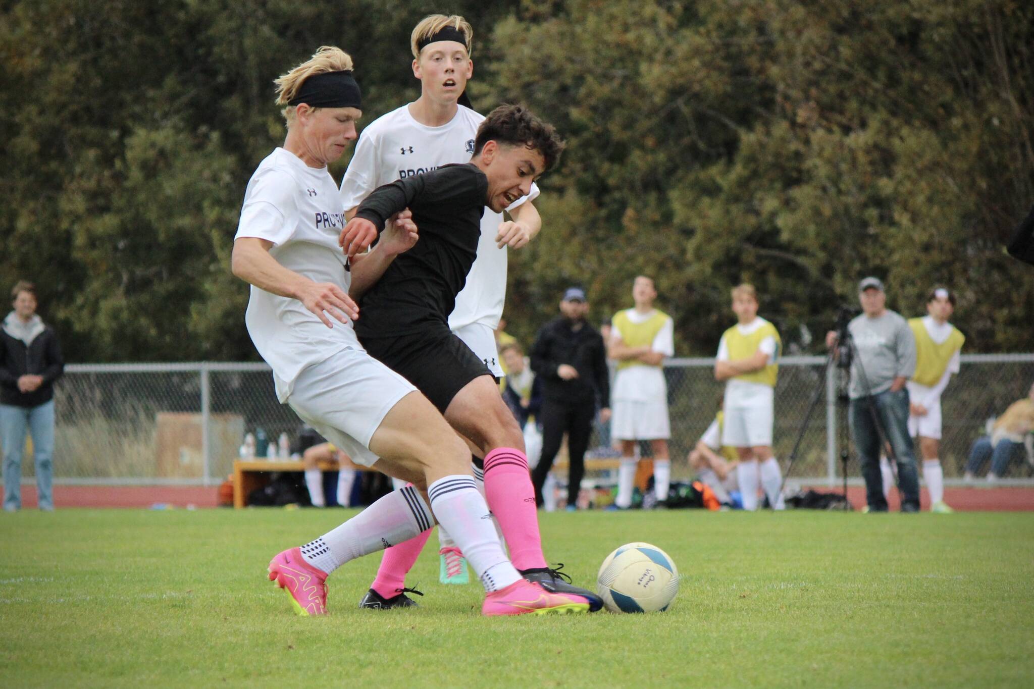 Corey Wiscomb photo.
Joaquin Shanks Morales defends the ball against Providence.