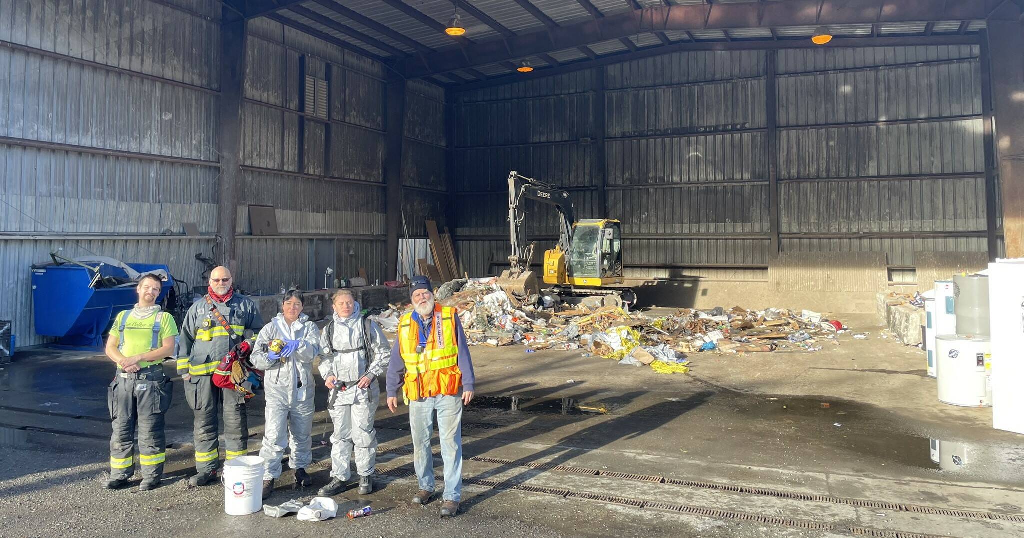Orcas Fire and Hazardous Waste responders at the transfer station on Dec. 2.