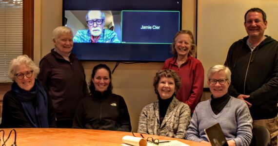 Contributed photo.
The Pea Patch Steering Committee, left to right: Lisa Steckley, Bonnie Burg, Bob Morris (via Zoom), Amanda Sparks, Jamie Cier (via Zoom by voice), Margie Bangs, Patricia Benton, Lisa Byers and Eros Belliveau.