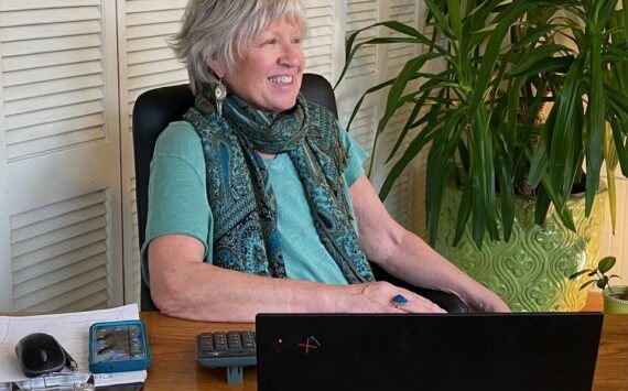 Above: Teri Williams in her office in Eastsound.