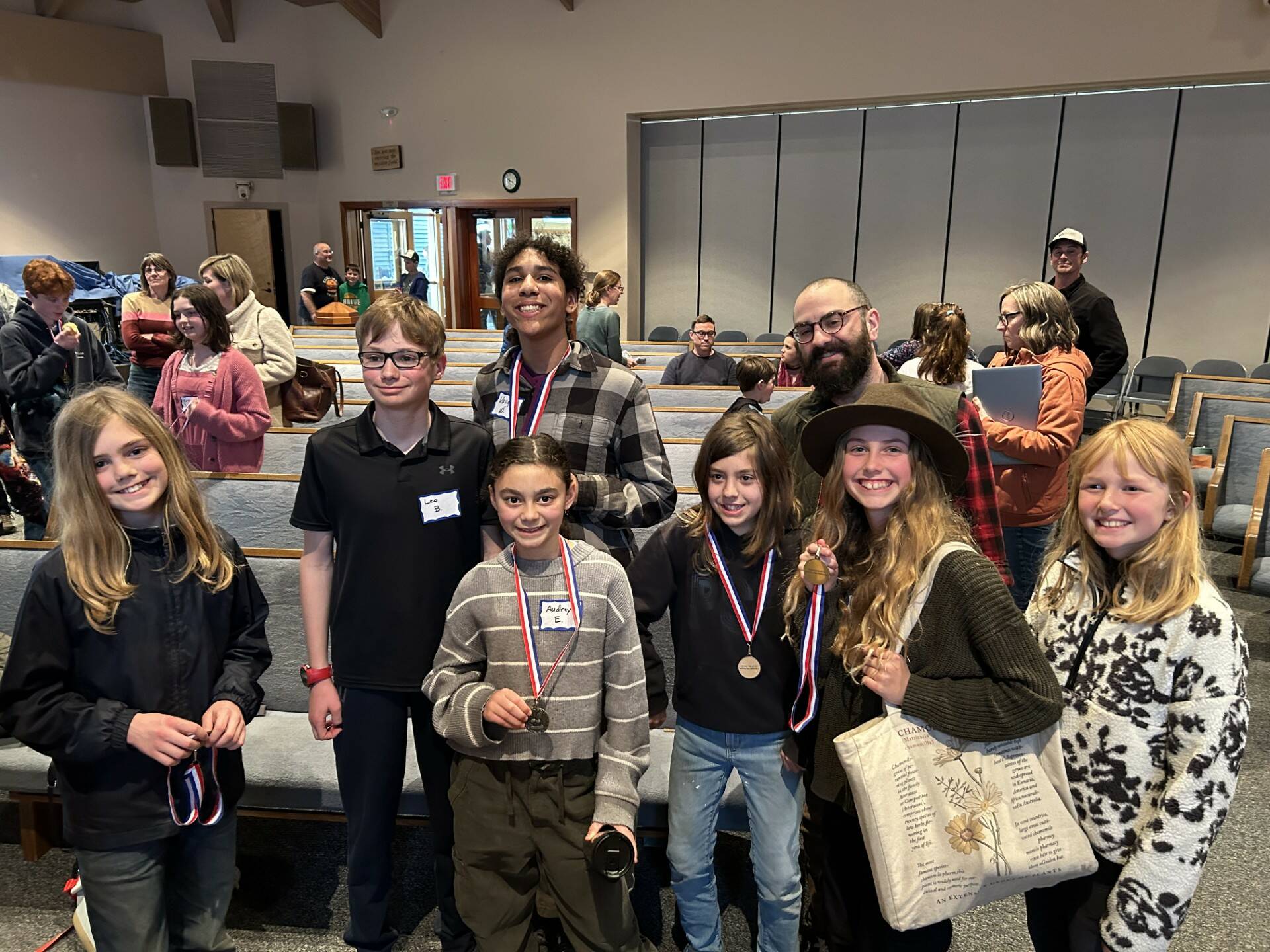 Contributed photo by Paul Mayer
Orcas Island Students. Far left: Miles Battles; back row: Leo Battles, Vaughn Webster, coach Yotam Zohar; front row: Audrey Eberle, Wolf Zohar, Marin Andersson and Sidney Andersson,