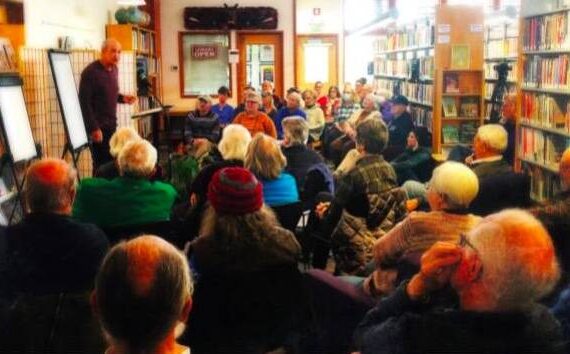 Sam Gailey photo.
Bruce Langford speaks music at the Orcas Island Public Library.