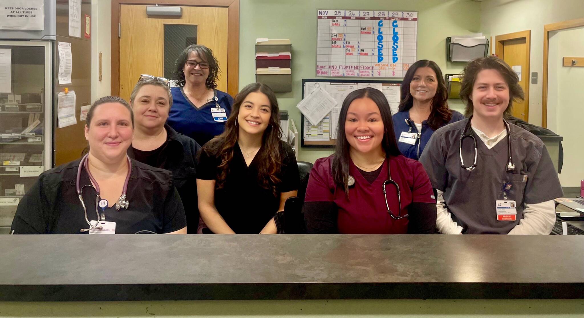 Some members of Island Primary Care, left to right: Kailley, Bridget, Mary, Alenna, Gabi, Syann and Noah.
