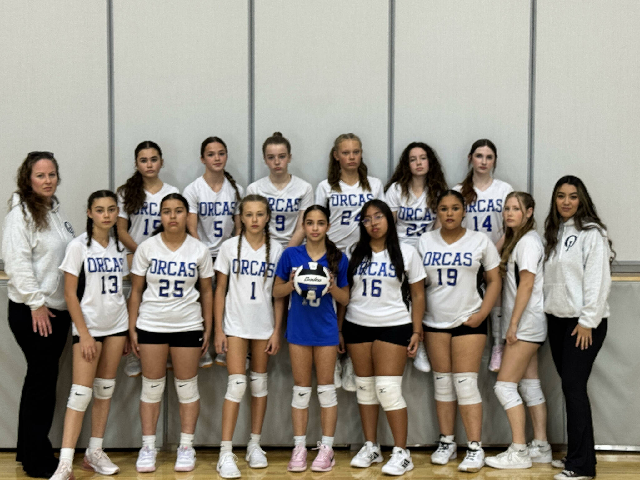 Contributed photo.
The middle school girls’ volleyball team. Head Coach Bonnie Mahony (left) and Soeth Quintero (right). Back row, left to right: Rada Ashirov, Audry Hance, Gabriella Wigfield, Lacey Buscher, Izzy Mahony-Jauregui and Charlotte Walker. Front row: Audrey Eberley, Natalie Grandos, Mckinley Buscher, Lana Sasan, Ximena Jose Viller, Alyesa Salina Cruz, Ona Bouchard. Not Pictured: Emma Anderson and Coach Aimee Ahrens.