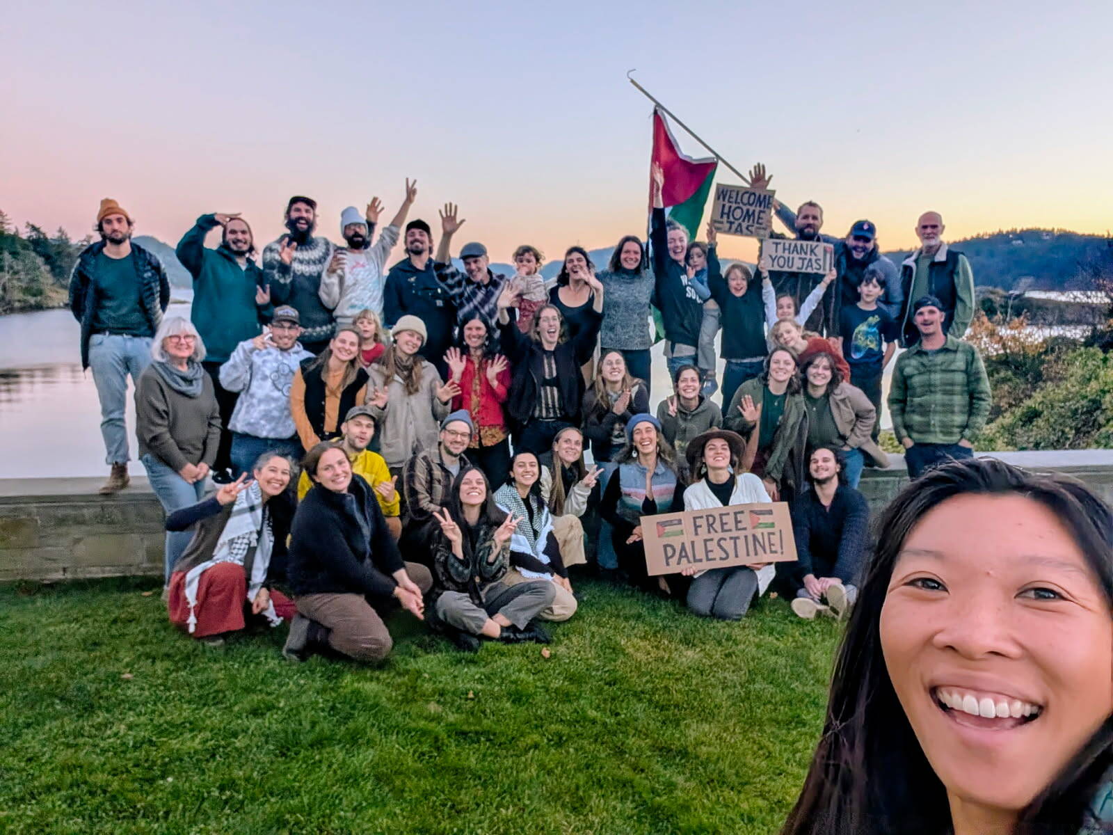 Jasmine Ikeda (far right) with Orcas Island supporters.