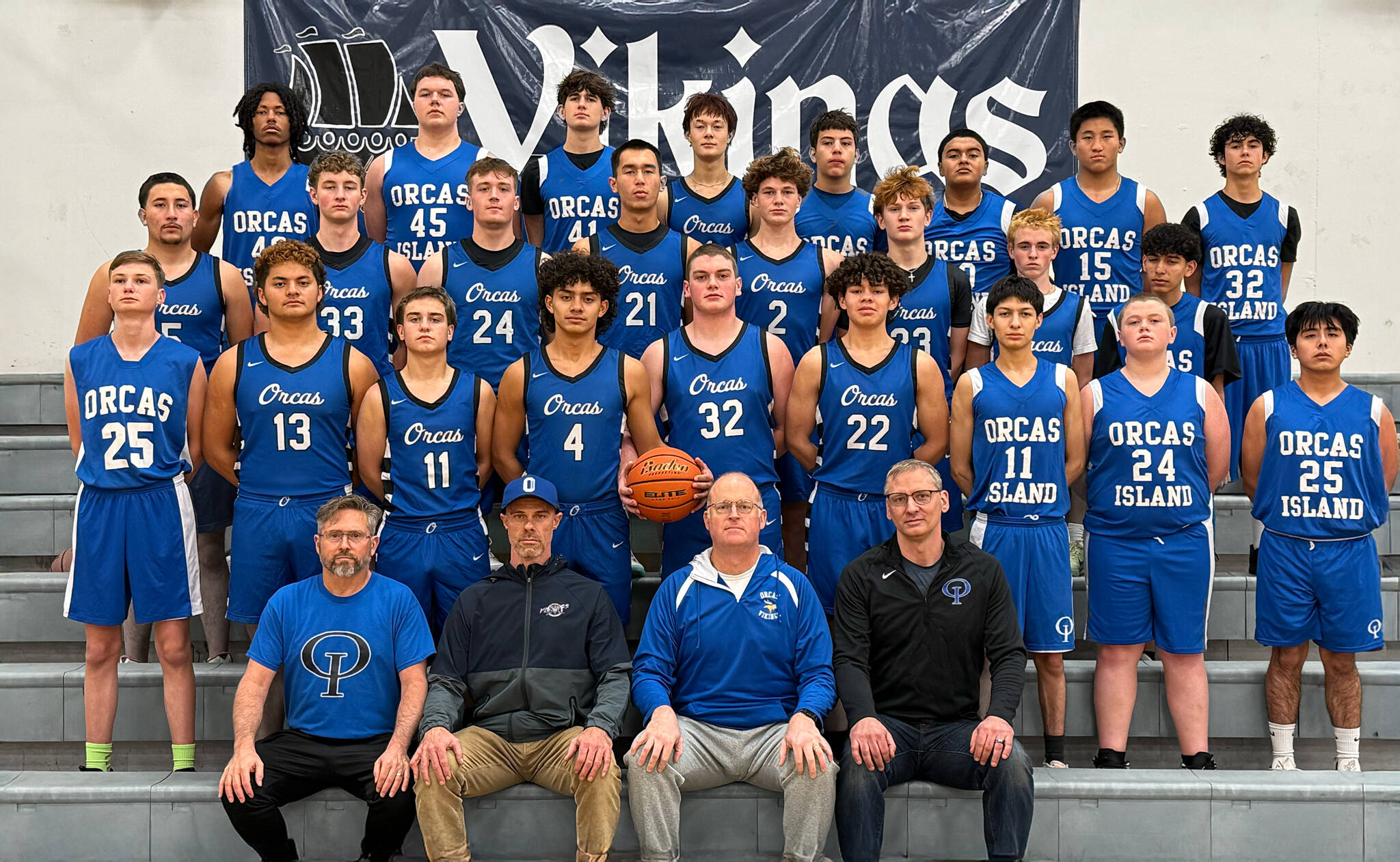 Cienna Richardson photo.
Back row, L-R: Juelz Mahone Arias, CJ Nunez, Duncan Atkinson, Maxwell Lee, Diego Puente, Diego Cruz, Chao De Haan and Emmit Bradshaw. Middle: Kevin Perez, Chase Connell, Joe Stephens, Angelo Vaccarella, Drew Nunez, Daniel Segault, Gus Carpenter and Noe Granados. Leo Battles, Timoteo Malo, Andre Kasperski, Tomasi Malo, Jaxon Paulsen, Kenneth Farani, Mateo Orpeza Tijerina, Eliot Paulsen and Edwin Santiago. Front, coach staff: assistant coach Ryan Carpenter, head coach Corey Wiscomb, volunteer coach Andrew Stephens and Mike Connell.