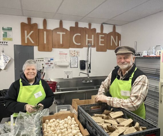 <p>Contributed photo.</p>
                                <p>Geri and David Turnoy at the Orcas Food Bank.</p>