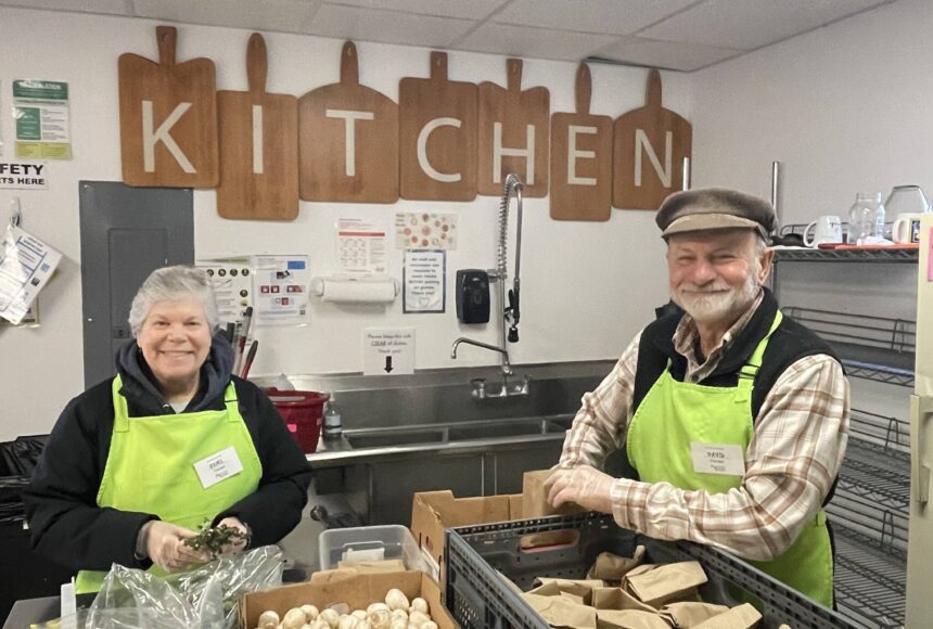 <p>Contributed photo.</p>
                                <p>Geri and David Turnoy at the Orcas Food Bank.</p>