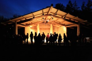 Parents and kids waiting in line to see Santa and Mrs. Claus at last year's tree lighting.