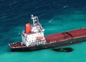 A Chinese coal carrier leaked 4 tons of oil after striking Australian reefs in April last year.