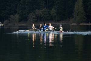 Club members practicing on Cascade Lake.