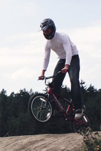 Barry Christopherson on the BMX track at Camp Orkila.