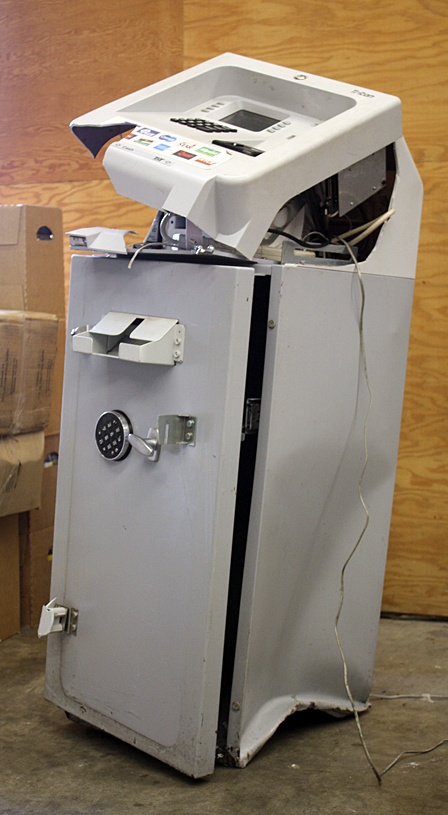 The damaged ATM machine at Island Market.