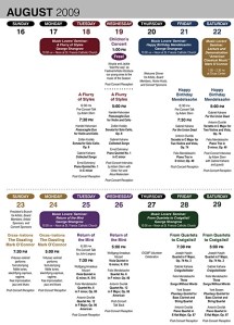 The schedule of concerts for the 2009 Orcas Island Chamber Music Festival.